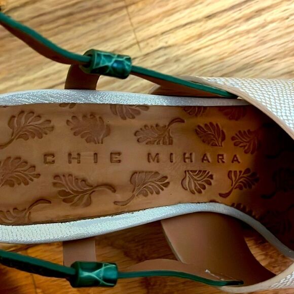 New Chie Mihara silver and green snake crocodile textured heeled sandals size 38 - Picture 6 of 9